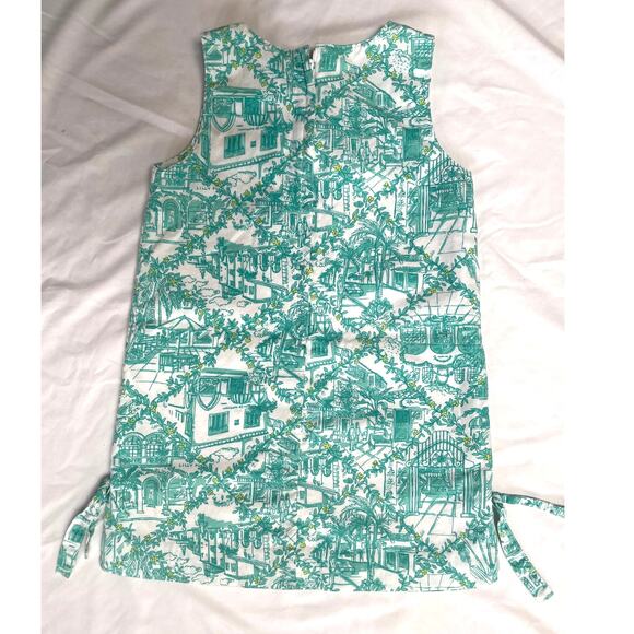 Vintage Lilly Pulitzer Girls Worth Ave Toile Shift Dress, 5T, Rare, Turquoise - Picture 2 of 3